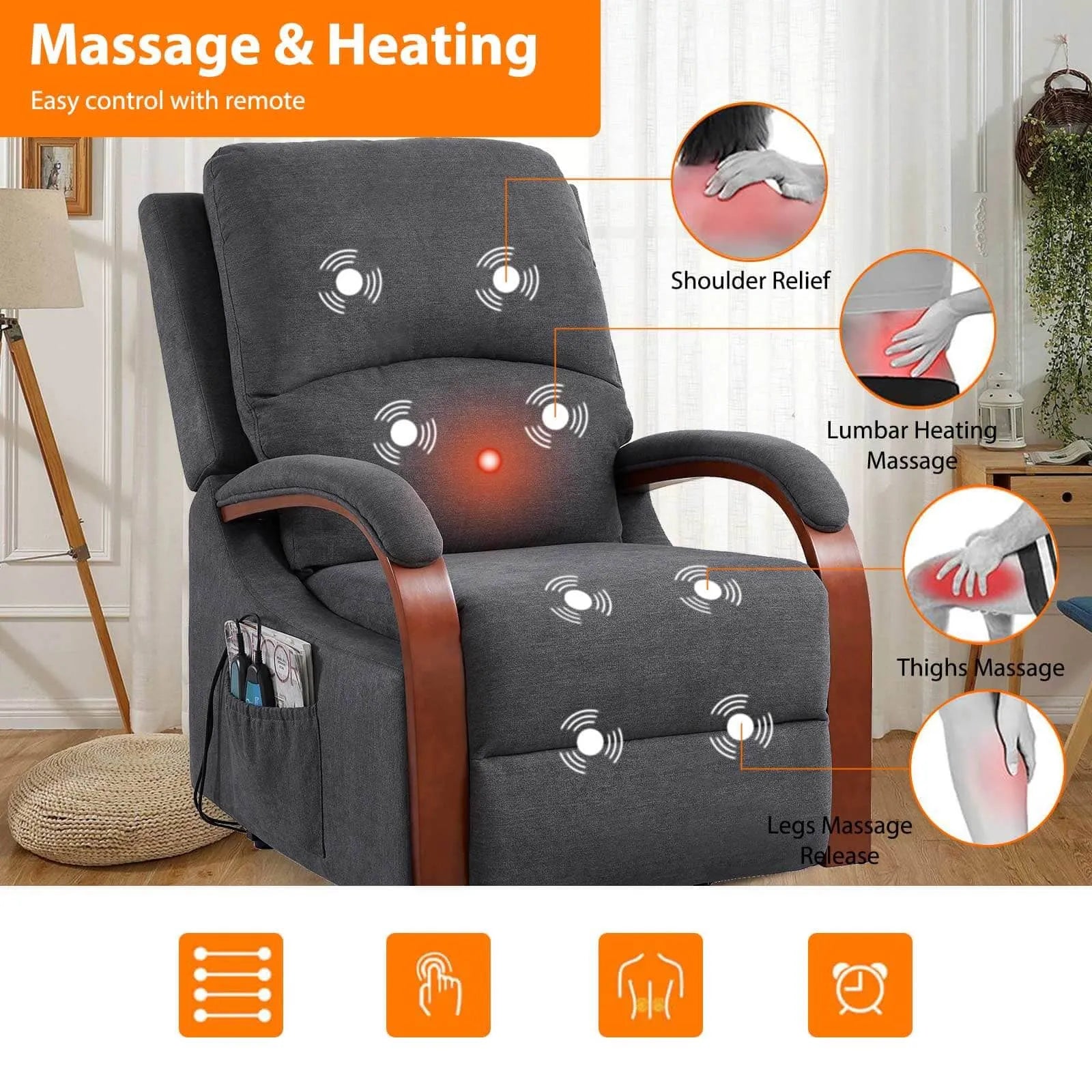 power lift recliner chair with heat and massage