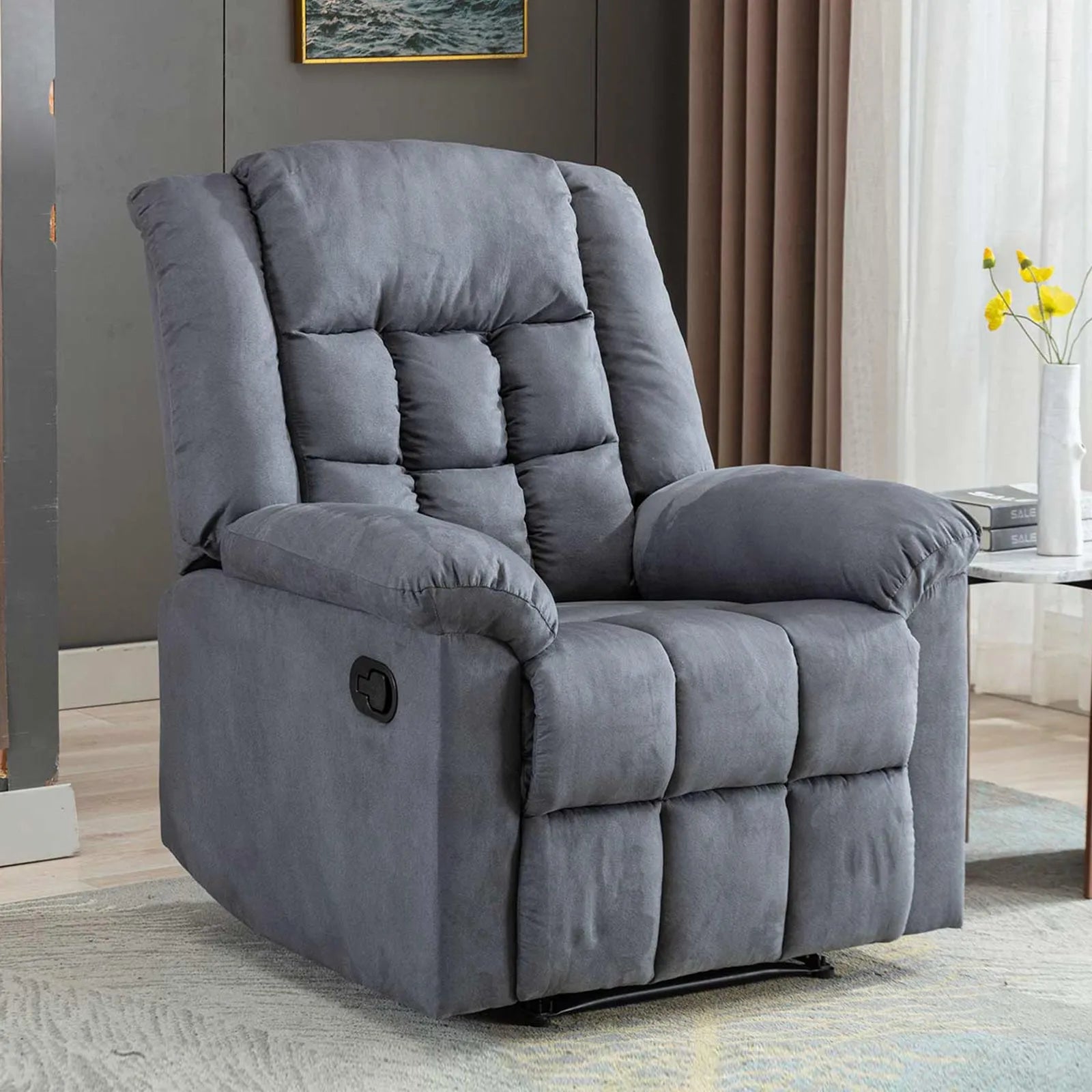 gray pull handle recliner chair