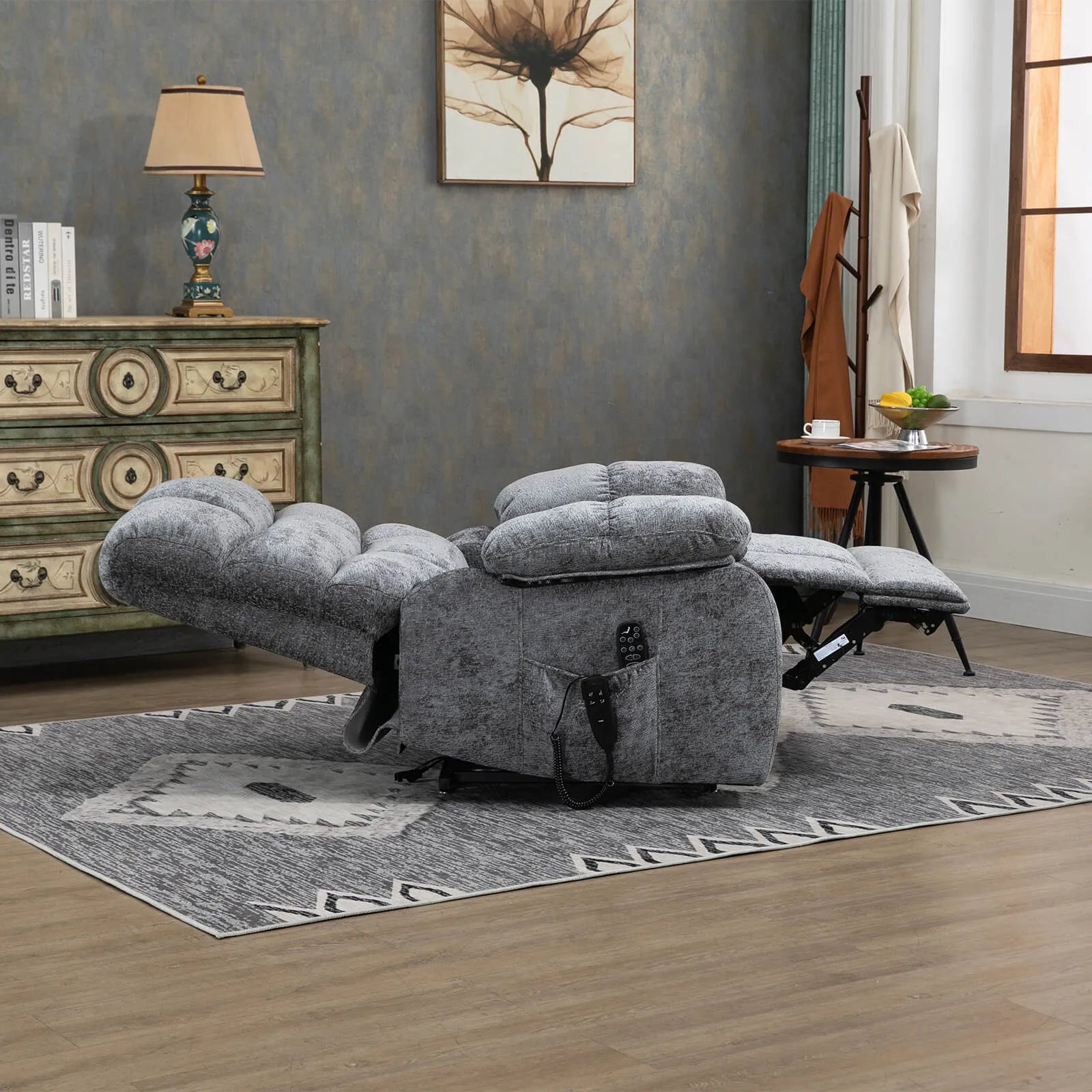 gray lift recliner like a bed