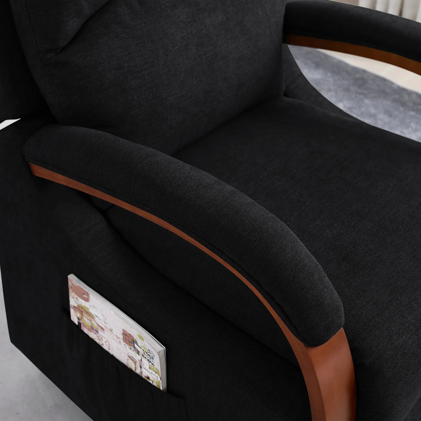lift recliner with wood armrest