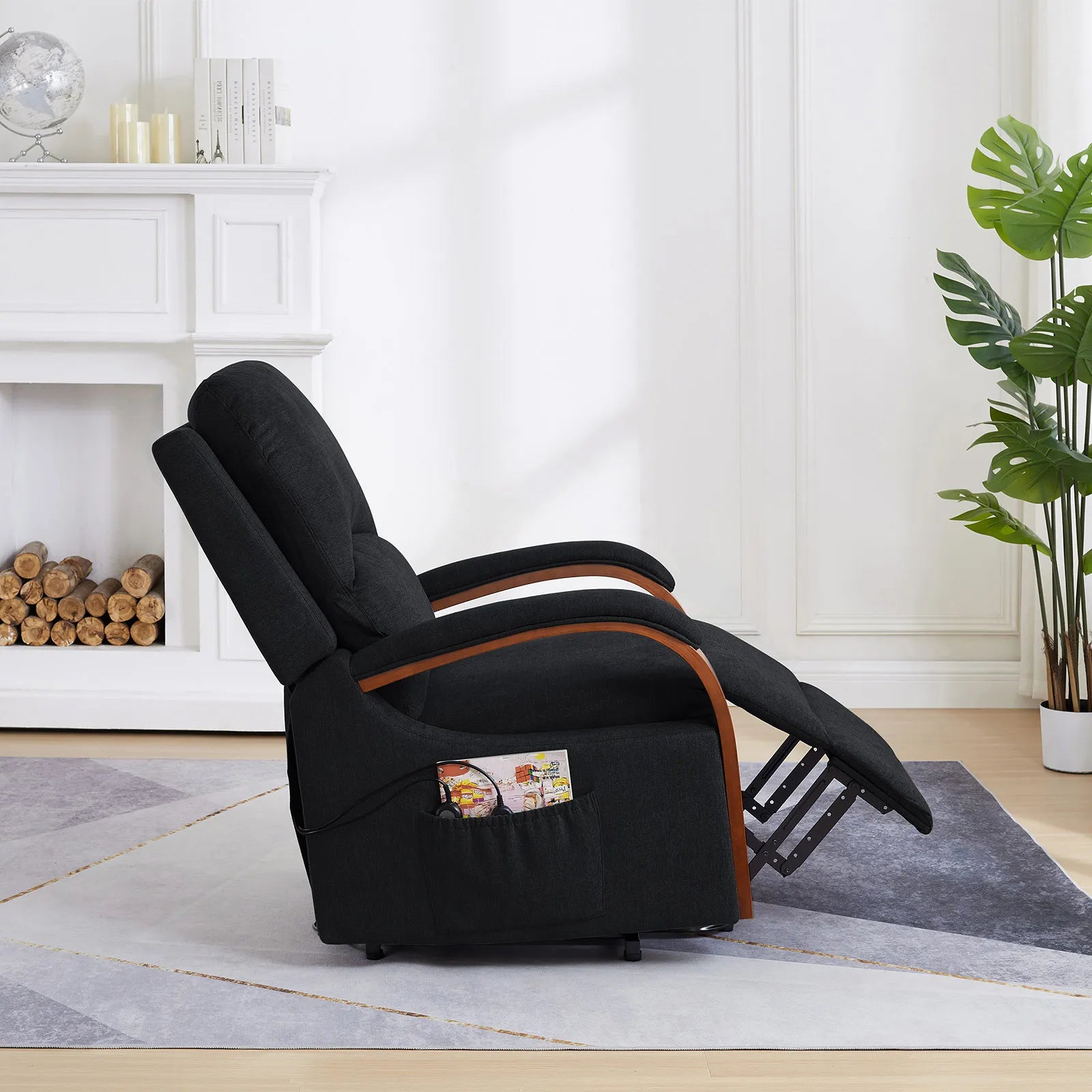 lift recliner with wood armrest