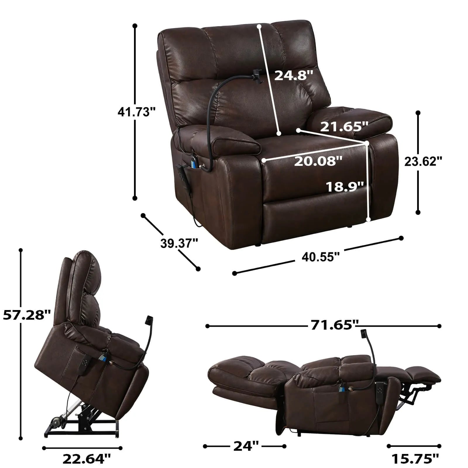 size of lay flat recliner chair